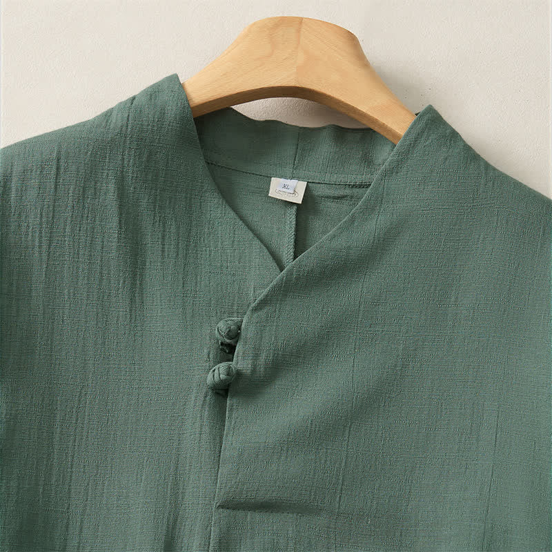 Camisas de manga larga de algodón liso para mujer, estilo Tang, informales, con cuello mandarín, con estampado de Buddha Stones para primavera y otoño. - image 4