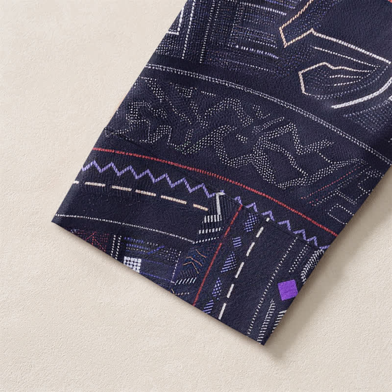 Buddha Stones Camisas de manga larga para hombre de algodón con cuello en V y estampado tribal de mandala. - image 5