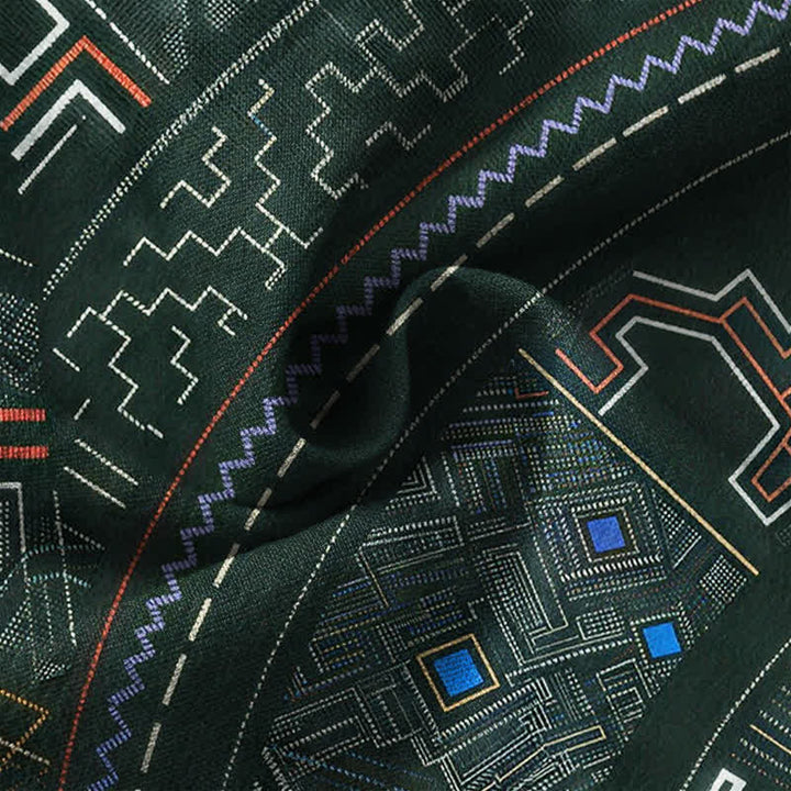 Buddha Stones Camisas de manga larga para hombre de algodón con cuello en V y estampado tribal de mandala. - image 13