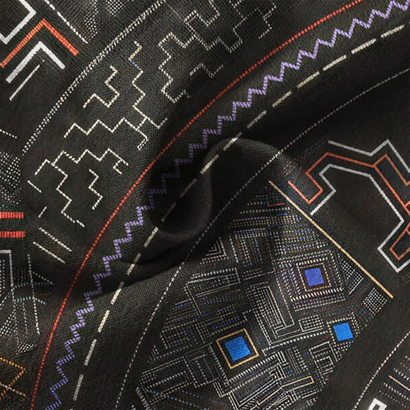 Buddha Stones Camisas de manga larga para hombre de algodón con cuello en V y estampado tribal de mandala. - image 20