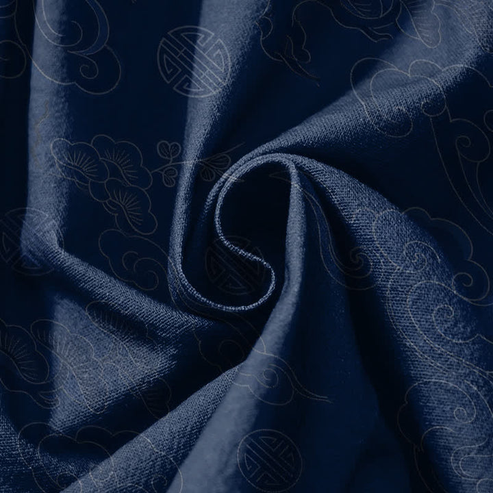 Buddha Stones Pantalones harem para hombre de algodón puro con estampado tradicional de medallón de nube, cordón ajustable y bolsillos. - image 17