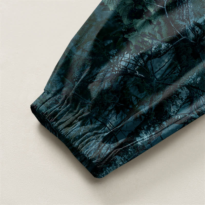 Buddha Stones Pantalones harem para hombre de algodón puro con estampado de camuflaje jaspeado, cordón ajustable y bolsillos. - image 10