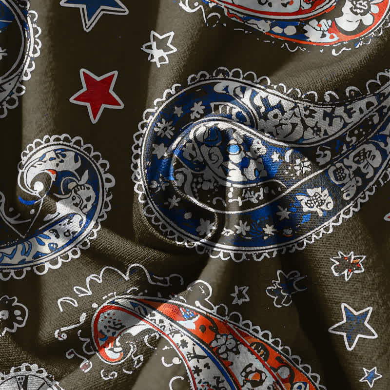 Buddha Stones Pantalones harem para hombre de algodón puro con estampado de estrellas y estampado paisley, con cordón ajustable y bolsillos. - image 11