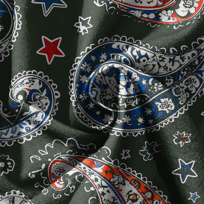 Buddha Stones Pantalones harem para hombre de algodón puro con estampado de estrellas y estampado paisley, con cordón ajustable y bolsillos. - image 17