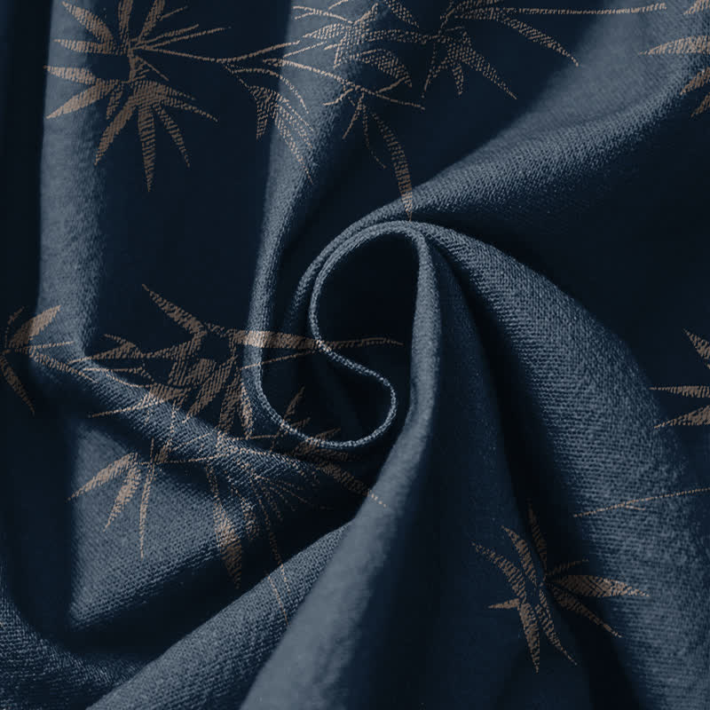 Buddha Stones Pantalones harem para hombre de algodón puro con estampado de hojas de bambú, cordón ajustable y bolsillos. - image 11