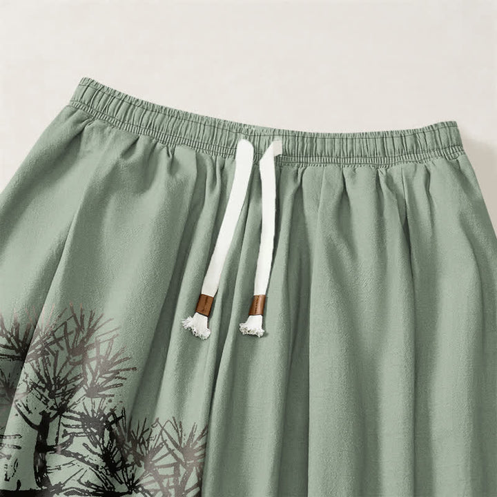 Buddha Stones Pantalones harem para hombre de algodón puro con estampado de pinos y cordón ajustable, con bolsillos. - image 15