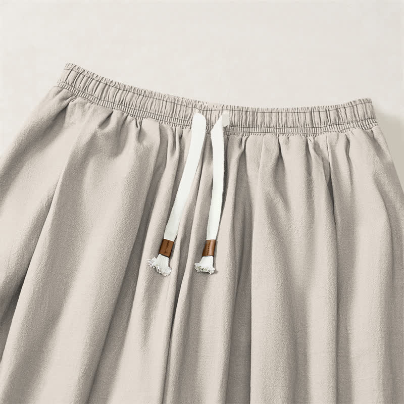 Buddha Stones Pantalones harem para hombre de algodón puro con estampado de pino y sol, cordón ajustable y bolsillos. - image 3