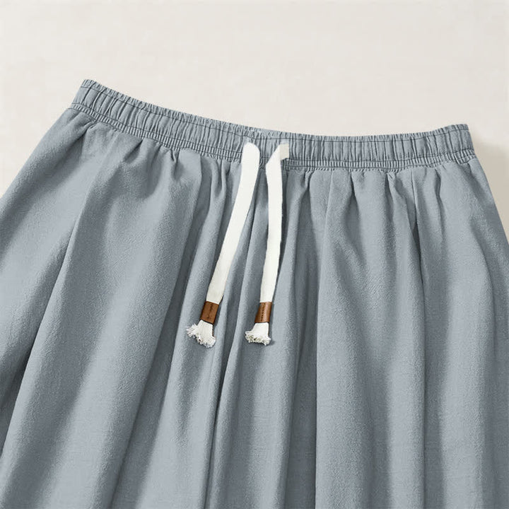 Buddha Stones Pantalones harem para hombre de algodón puro con estampado de pino y sol, cordón ajustable y bolsillos. - image 9