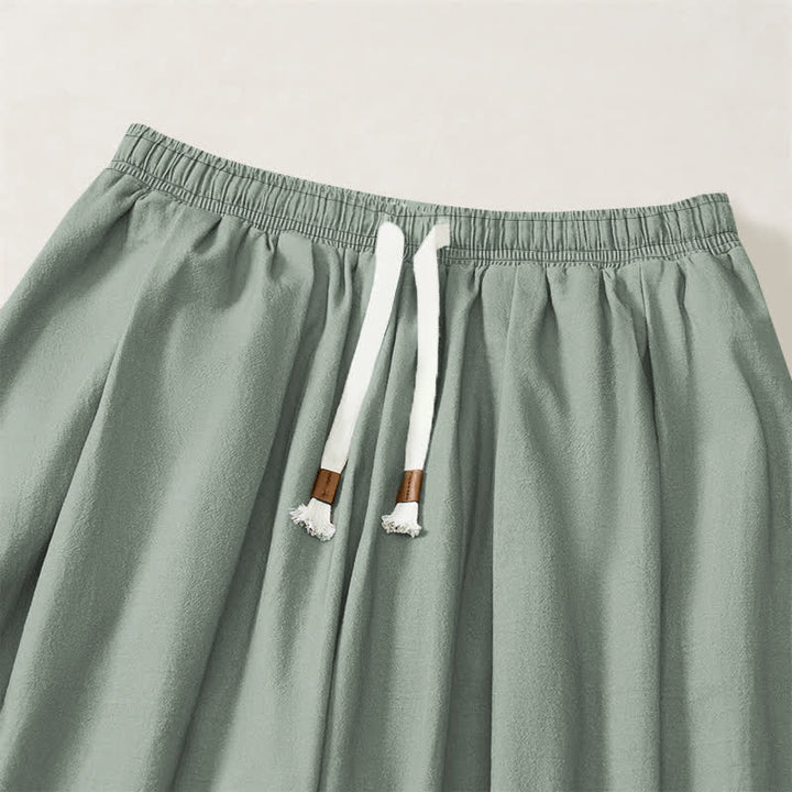 Buddha Stones Pantalones harem para hombre de algodón puro con estampado de pino y sol, cordón ajustable y bolsillos. - image 15