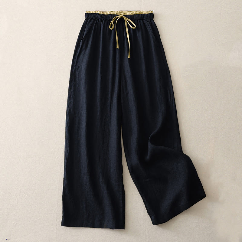 Pantalones anchos para mujer con bolsillos, estampado Buddha Stones Casual Colorblock y cordón ajustable. - Negro - US14, UK/AU18, EU46 (3XL) - image 10