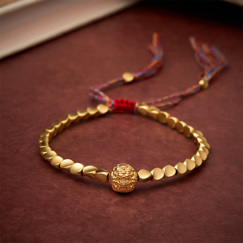 Buddha Stones Pulsera de hilo colorido con cuentas de cobre tibetanas Pi Xiu para la riqueza - 7,9 pulgadas (20 cm) - image 0