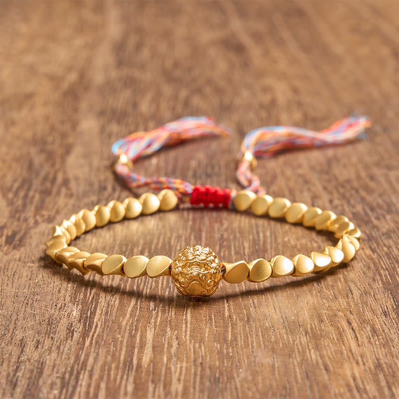 Buddha Stones Pulsera de hilo colorido con cuentas de cobre tibetanas Pi Xiu para la riqueza - image 1