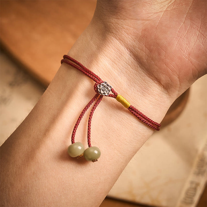 Buddha Stones Pulsera vintage de plata de ley 925 con hilo rojo trenzado Lotus Purity - image 3