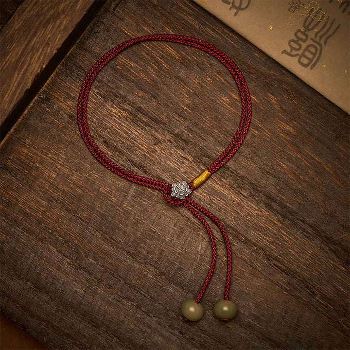 Buddha Stones Pulsera vintage de plata de ley 925 con hilo rojo trenzado Lotus Purity - image 2