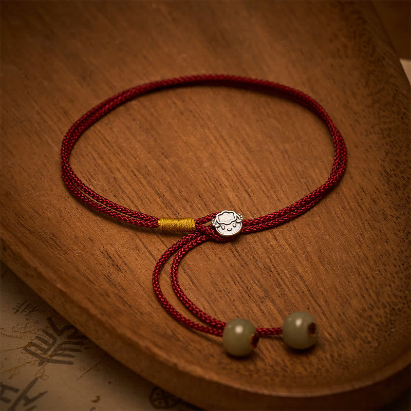 Buddha Stones Pulsera vintage de plata de ley 925 con colgante del zodíaco chino y cordón trenzado rojo. - image 1