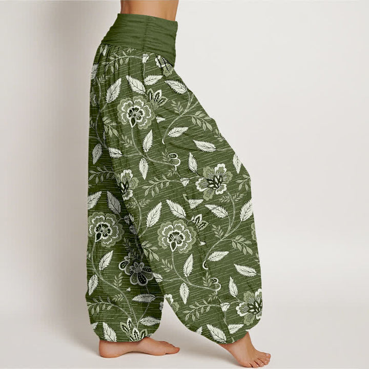 Buddha Stones Pantalones harem de algodón con estampado floral vintage y cintura elástica para mujer. - image 6