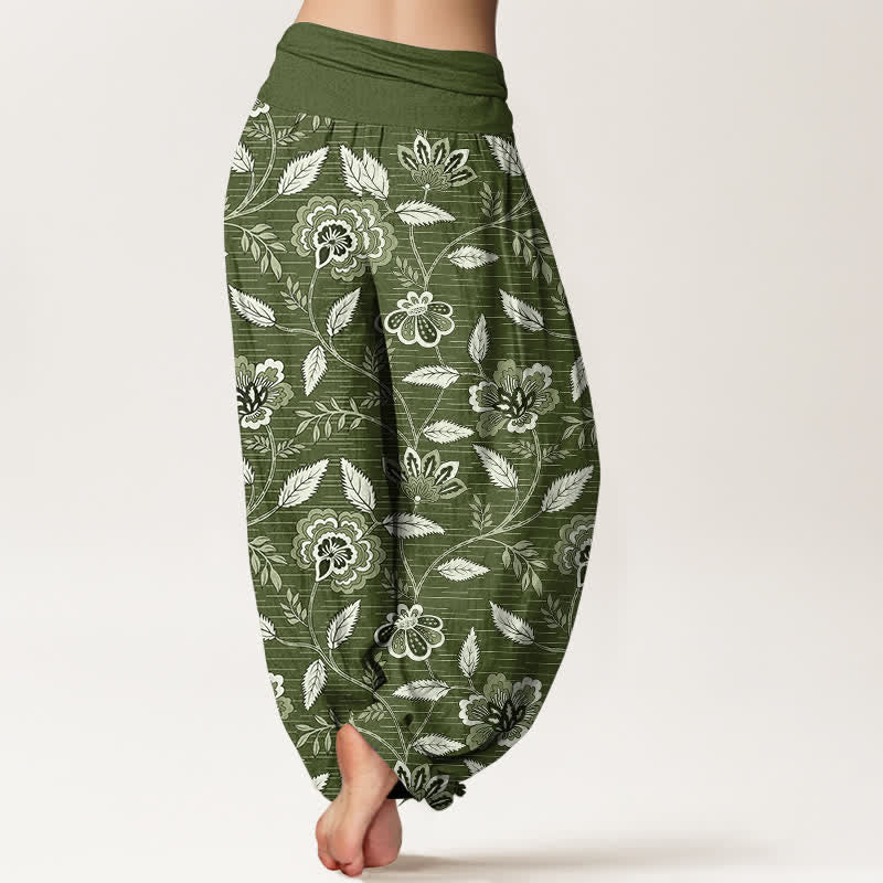 Buddha Stones Pantalones harem de algodón con estampado floral vintage y cintura elástica para mujer. - image 7