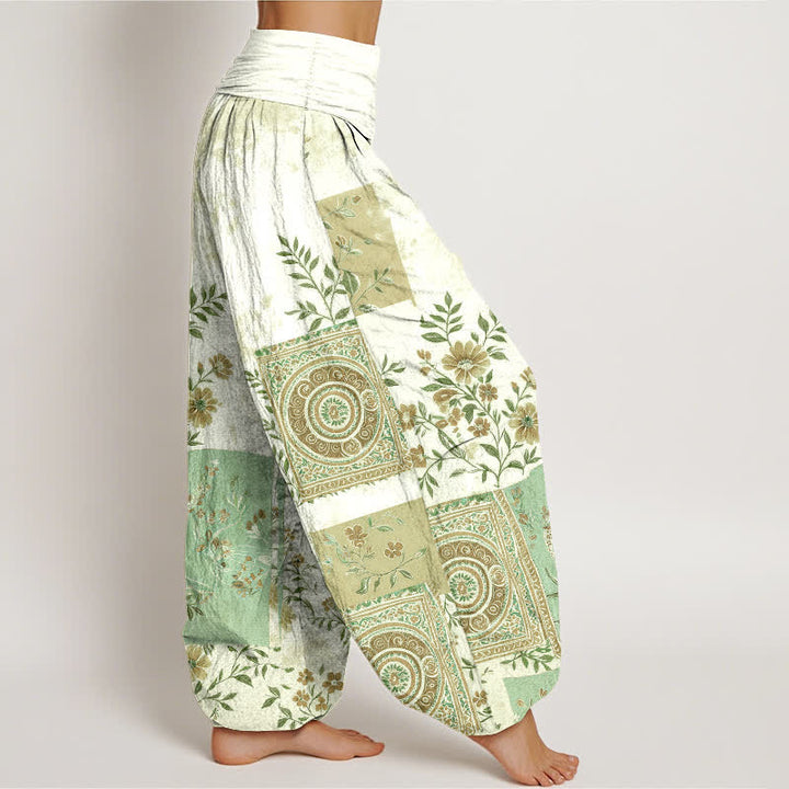 Buddha Stones Pantalones harem de algodón con estampado floral bohemio y cintura elástica para mujer. - image 6