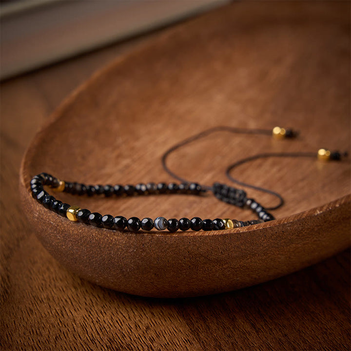 Buddha Stones Pulsera ajustable de conexión a tierra trenzada de ágata rayada marrón oscuro - image 2