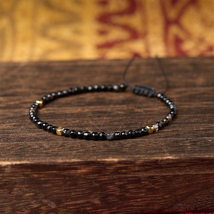 Buddha Stones Pulsera ajustable de conexión a tierra trenzada de ágata rayada marrón oscuro - image 3
