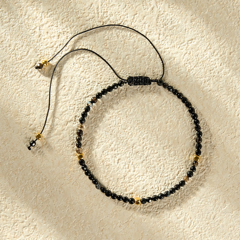 Buddha Stones Pulsera ajustable de conexión a tierra trenzada de ágata rayada marrón oscuro - image 4