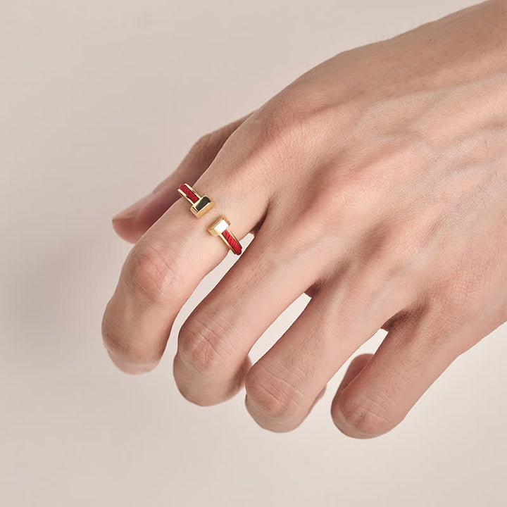 Buddha Stones Anillo abierto en forma de C con hilo rojo cobrizo para la buena suerte - image 5