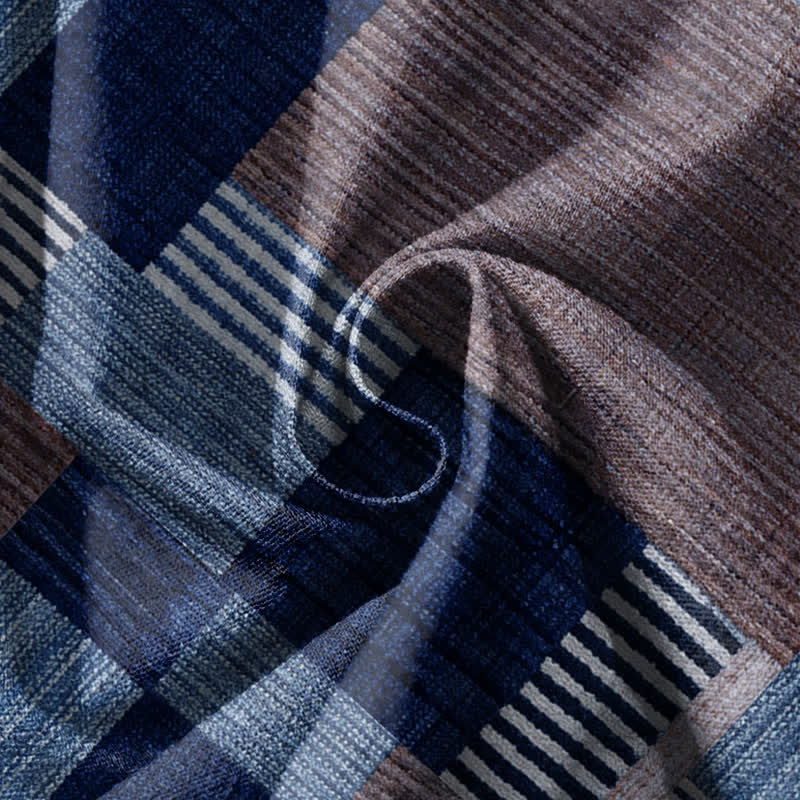 Buddha Stones Pantalones harem para hombre de algodón puro con estampado de retazos, cuadros y rayas, cordón ajustable y bolsillos. - image 11