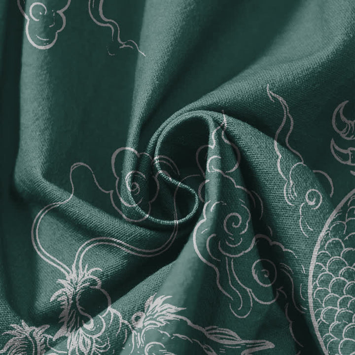 Buddha Stones Pantalones harem para hombre de algodón puro con estampado de dragones y nubes, cordón ajustable y bolsillos. - image 17