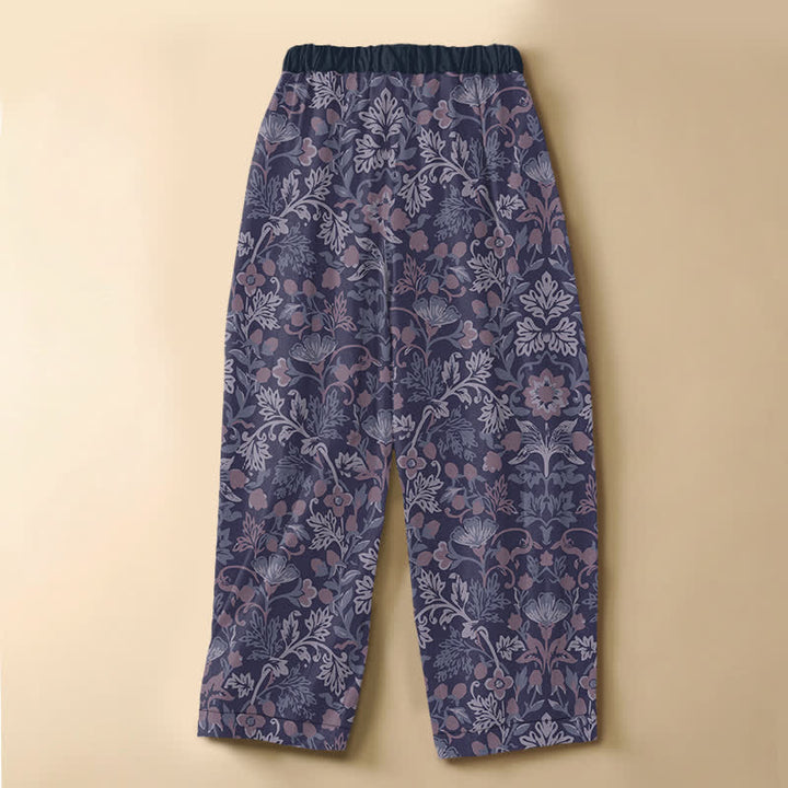 Buddha Stones Pantalones harem de algodón puro con estampado floral bohemio, botones de rana, cintura elástica y bolsillos para mujer. - image 6