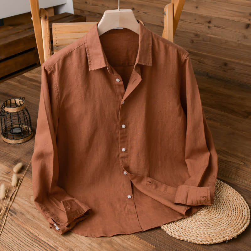 Buddha Stones Camisas de manga larga para hombre, estilo casual minimalista, con botones, para primavera y otoño. - Chocolate - US/UK/AU42, EU52 (3XL) - image 10