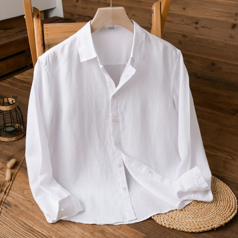 Buddha Stones Camisas de manga larga para hombre, estilo casual minimalista, con botones, para primavera y otoño. - Blanco - US/UK/AU42, EU52 (3XL) - image 14
