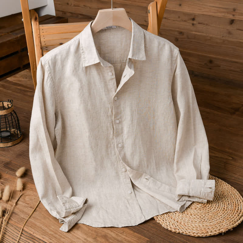 Buddha Stones Camisas de manga larga para hombre, estilo casual minimalista, con botones, para primavera y otoño. - Burlywood - US/UK/AU42, EU52 (3XL) - image 0
