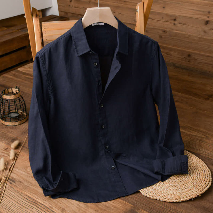 Buddha Stones Camisas de manga larga para hombre, estilo casual minimalista, con botones, para primavera y otoño. - Marina de guerra - US/UK/AU42, EU52 (3XL) - image 3