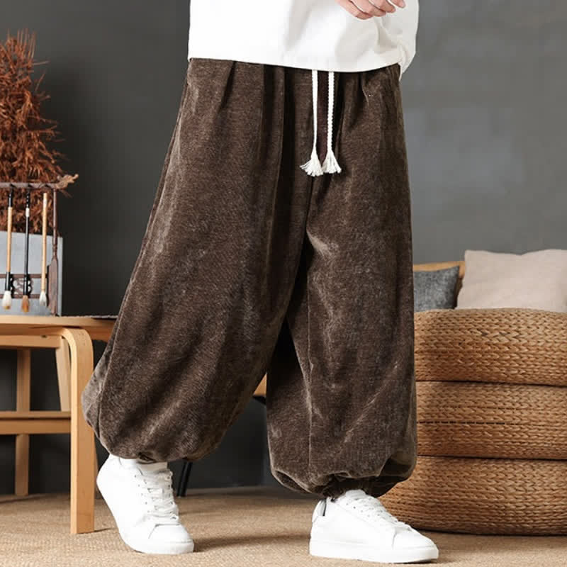Buddha Stones Pantalones tobilleros de corte recto para hombre, estilo vintage, con cordón ajustable, ideales para otoño e invierno. - image 1