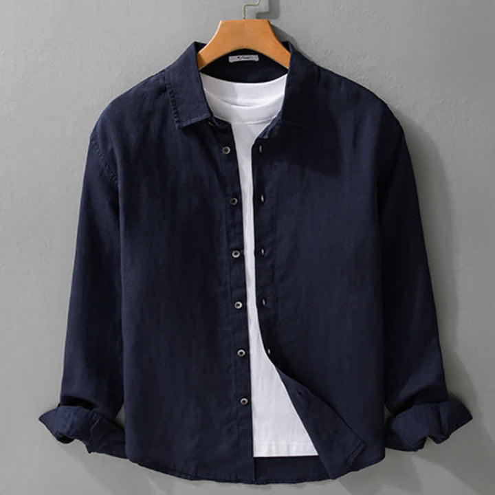 Buddha Stones Camisas de manga larga para hombre, estilo casual minimalista, con botones, para primavera y otoño. - image 4