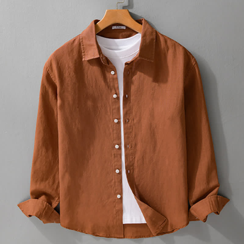 Buddha Stones Camisas de manga larga para hombre, estilo casual minimalista, con botones, para primavera y otoño. - image 11