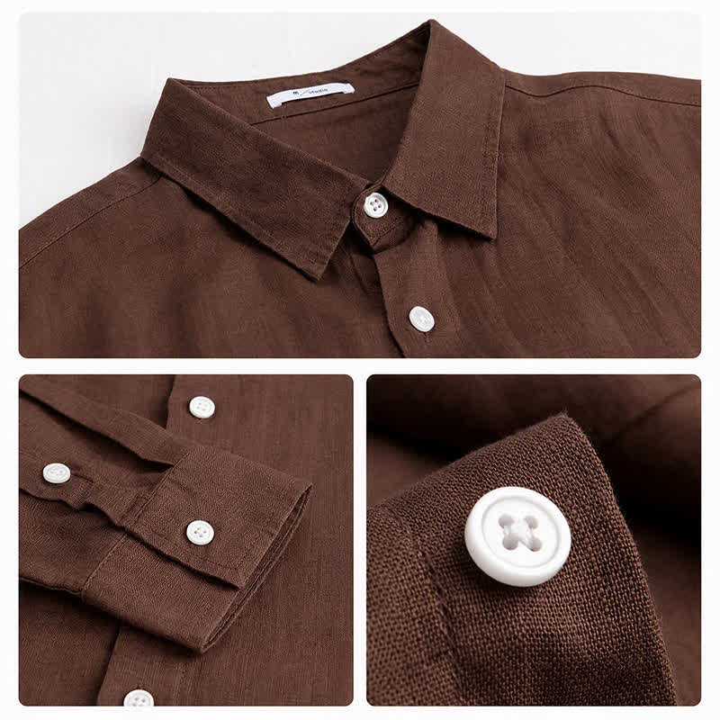 Buddha Stones Camisas de manga larga para hombre, estilo casual minimalista, con botones, para primavera y otoño. - image 9