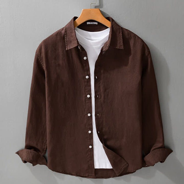 Buddha Stones Camisas de manga larga para hombre, estilo casual minimalista, con botones, para primavera y otoño. - image 7
