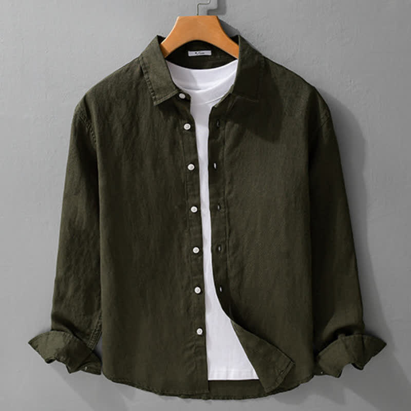 Buddha Stones Camisas de manga larga para hombre, estilo casual minimalista, con botones, para primavera y otoño. - image 17