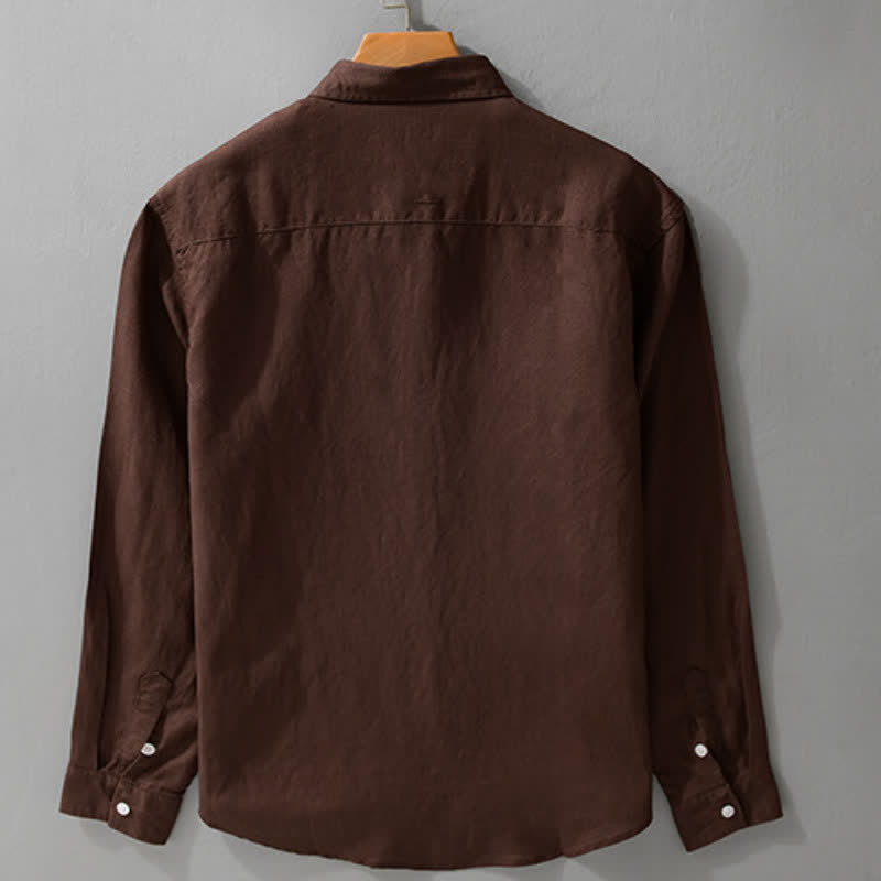 Buddha Stones Camisas de manga larga para hombre, estilo casual minimalista, con botones, para primavera y otoño. - image 8