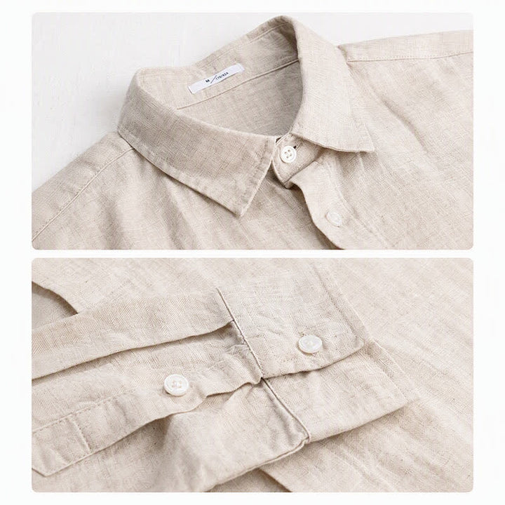Buddha Stones Camisas de manga larga para hombre, estilo casual minimalista, con botones, para primavera y otoño. - image 2