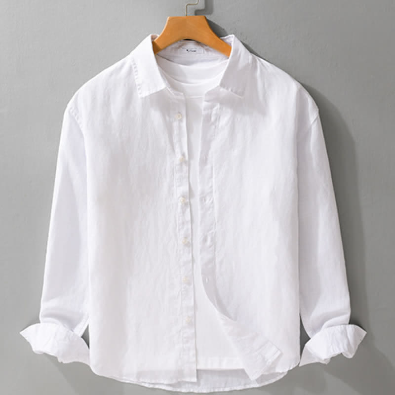 Buddha Stones Camisas de manga larga para hombre, estilo casual minimalista, con botones, para primavera y otoño. - image 15