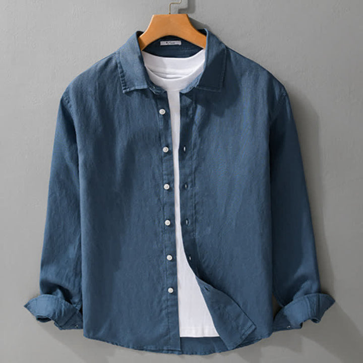 Buddha Stones Camisas de manga larga para hombre, estilo casual minimalista, con botones, para primavera y otoño. - image 19