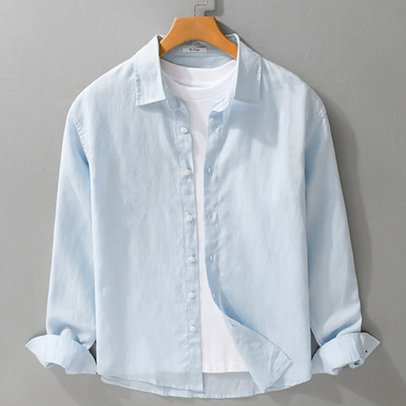 Buddha Stones Camisas de manga larga para hombre, estilo casual minimalista, con botones, para primavera y otoño. - image 13