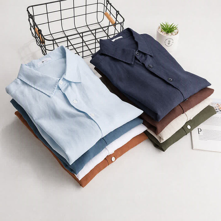 Buddha Stones Camisas de manga larga para hombre, estilo casual minimalista, con botones, para primavera y otoño. - image 20