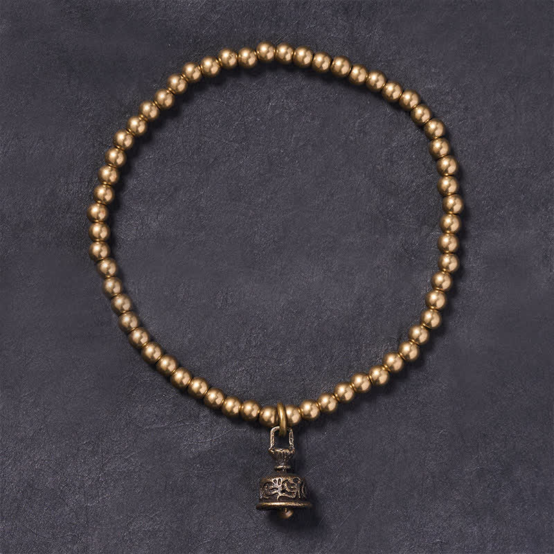 Buddha Stones Pulsera con colgante de campana y cuentas de cobre - image 1
