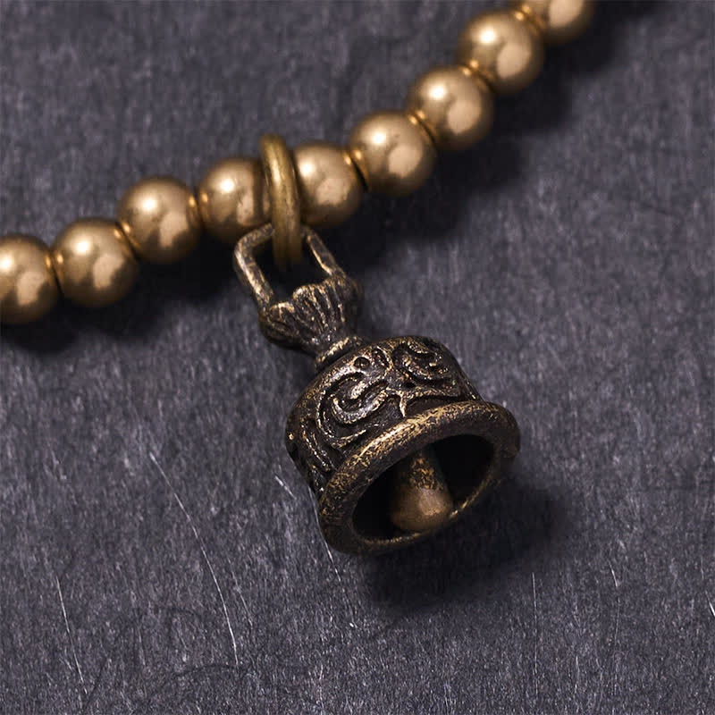 Buddha Stones Pulsera con colgante de campana y cuentas de cobre - image 3