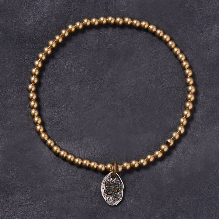 Buddha Stones Pulsera curativa con dije de loto y cuentas de cobre - image 2