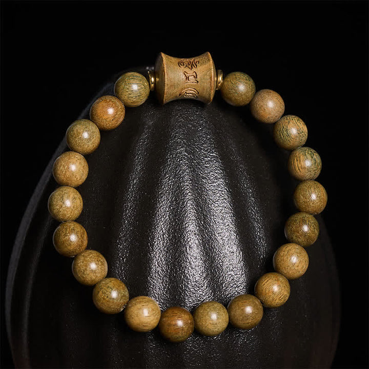 Buddha Stones Pulsera redonda de cuentas de sándalo verde para meditación - image 3