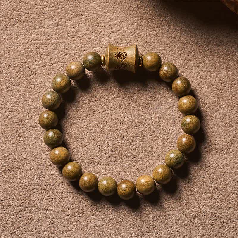 Buddha Stones Pulsera redonda de cuentas de sándalo verde para meditación - image 2